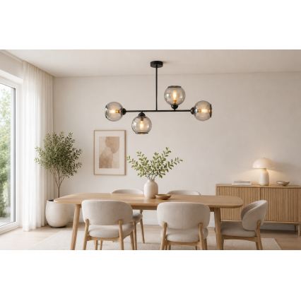 Brilagi - Pritrjen lestenec DIOR 4xE27/60W/230V črna/dimna siva