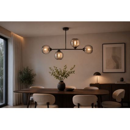 Brilagi - Pritrjen lestenec DIOR 4xE27/60W/230V črna/dimna siva
