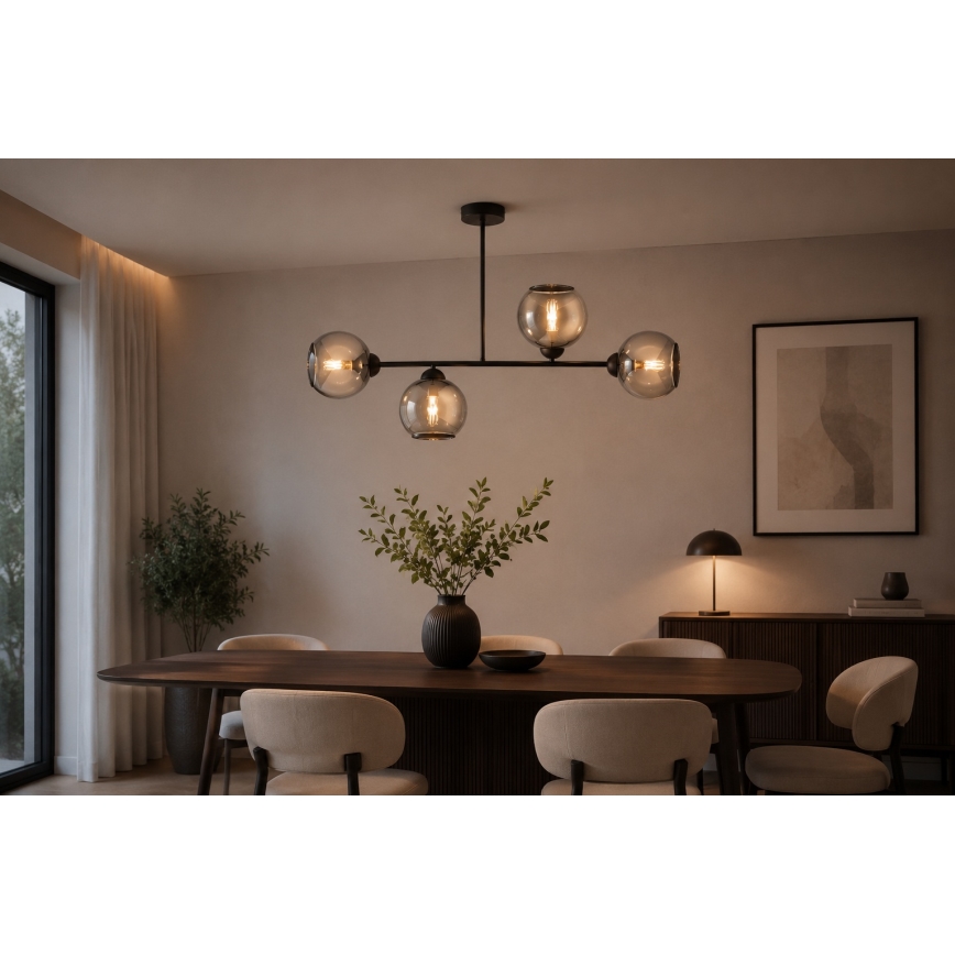 Brilagi - Pritrjen lestenec DIOR 4xE27/60W/230V črna/dimna siva