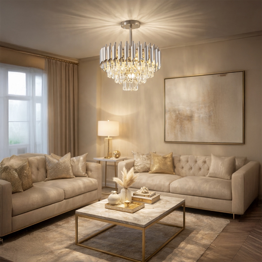 Brilagi - Pritrjen lestenec ECLIPSE 5xE14/10W/230V premer 38 cm srebrn