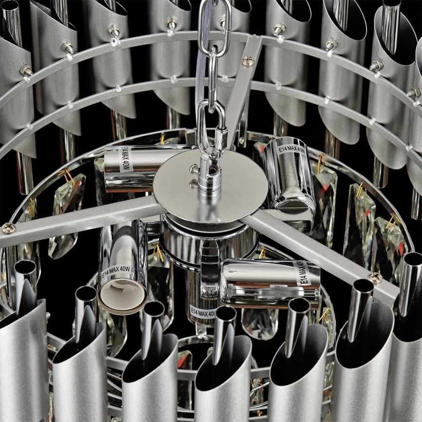 Brilagi - Pritrjen lestenec ECLIPSE 5xE14/10W/230V premer 38 cm srebrn