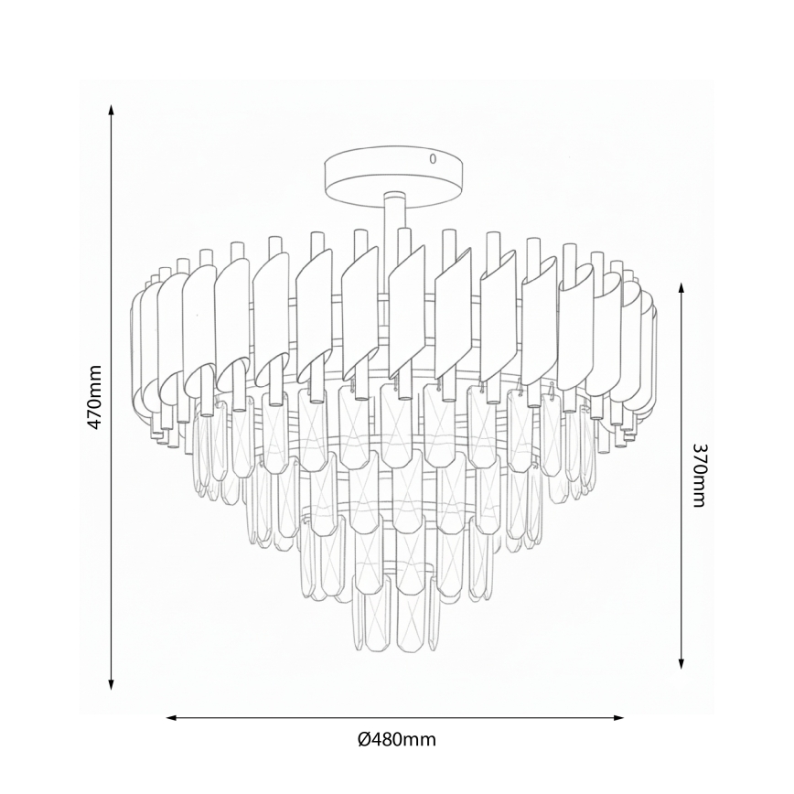 Brilagi - Pritrjen lestenec ECLIPSE 7xE14/10W/230V premer 48 cm črna/zlata