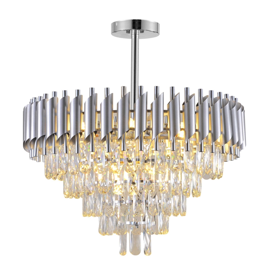 BRILAGI - Pritrjen lestenec ECLIPSE 9xE14/10W/230V premer 58 cm srebrn