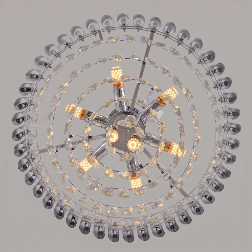BRILAGI - Pritrjen lestenec ECLIPSE 9xE14/10W/230V premer 58 cm srebrn