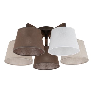 Brilagi - Pritrjen lestenec LATTE 5xE27/15W/230V borovica/mix