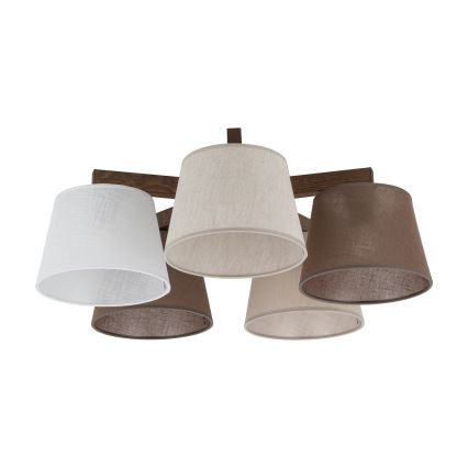 Brilagi - Pritrjen lestenec LATTE 5xE27/15W/230V borovica/mix