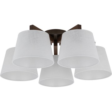 Brilagi - Pritrjen lestenec LATTE 5xE27/60W/230V borovina/bela