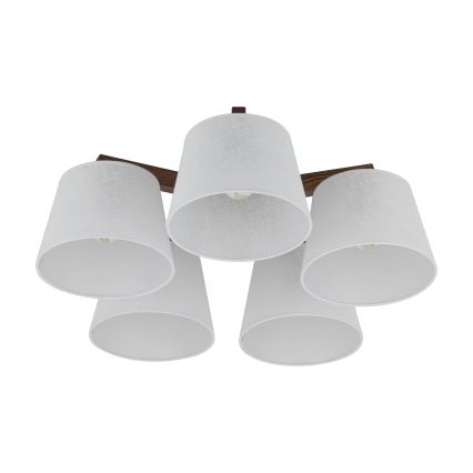 Brilagi - Pritrjen lestenec LATTE 5xE27/60W/230V borovina/bela