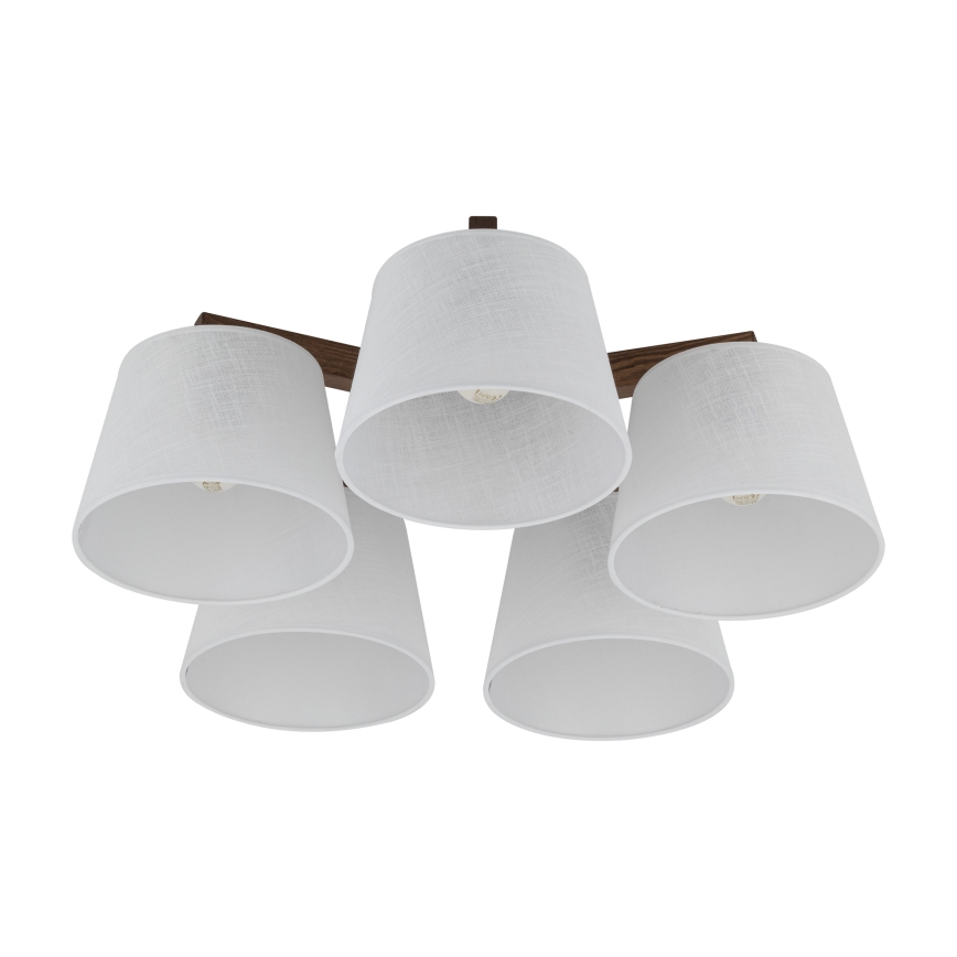 Brilagi - Pritrjen lestenec LATTE 5xE27/60W/230V borovina/bela