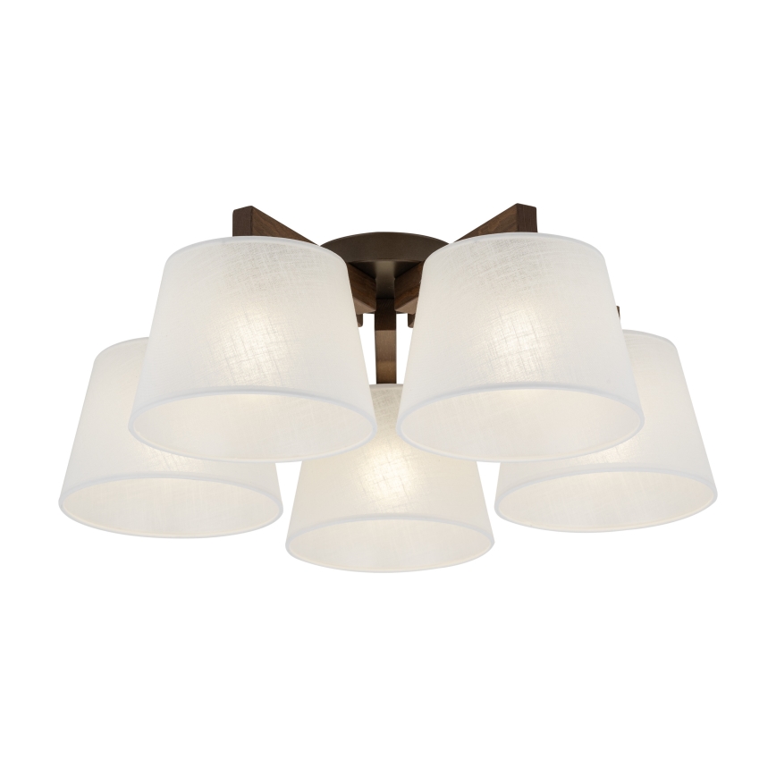 Brilagi - Pritrjen lestenec LATTE 5xE27/60W/230V borovina/bela
