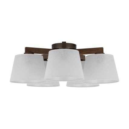 Brilagi - Pritrjen lestenec LATTE 5xE27/60W/230V borovina/bela