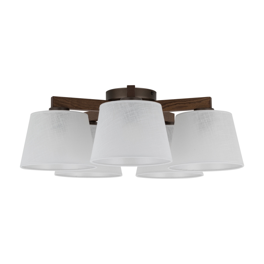 Brilagi - Pritrjen lestenec LATTE 5xE27/60W/230V borovina/bela