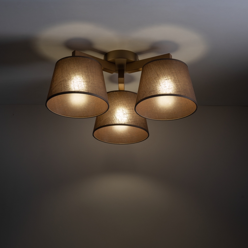 Brilagi - Pritrjen lestenec LATTE SABIA 3xE27/60W/230V borovica/rjava