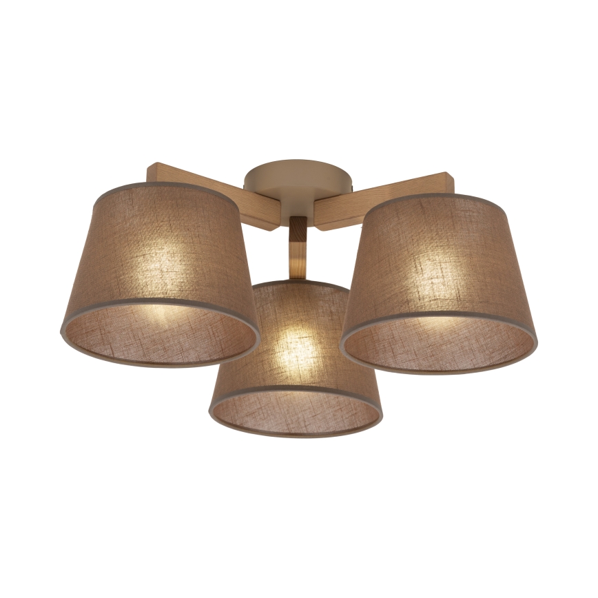 Brilagi - Pritrjen lestenec LATTE SABIA 3xE27/60W/230V borovica/rjava