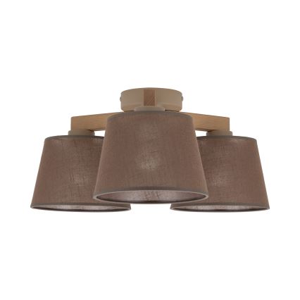 Brilagi - Pritrjen lestenec LATTE SABIA 3xE27/60W/230V borovica/rjava