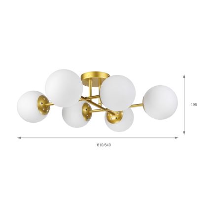 Brilagi - Pritrjen lestenec MALONY 6xE14/20W/230V zlate barve