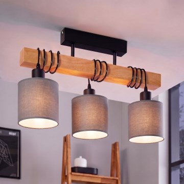 Brilagi - Pritrjen lestenec NUBILA 3xE27/60W/230V borovica/svetlo siva