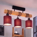 Brilagi - Pritrjen lestenec NUBILA 3xE27/60W/230V borovina/pompejanska rdeča
