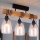 Brilagi - Pritrjen lestenec WOOD GLASS 3xE27/60W/230V borovica/črna/dimni bež