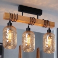 Brilagi - Pritrjen lestenec WOOD GLASS 3xE27/60W/230V borovica/črna/dimno rjava
