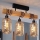 Brilagi - Pritrjen lestenec WOOD GLASS 3xE27/60W/230V borovica/črna/dimno rjava