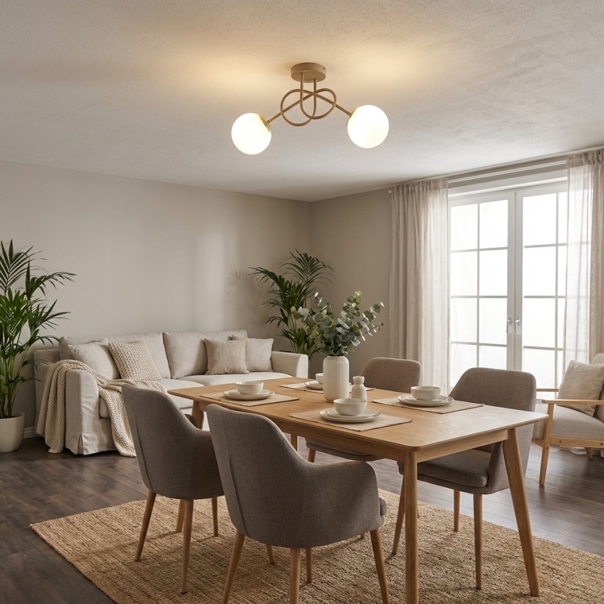 Brilagi - Pritrjen stropni lestenec 2xE27/60W/230V bež/zlata