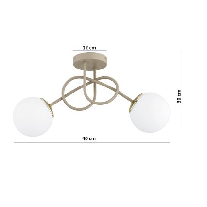 Brilagi - Pritrjen stropni lestenec 2xE27/60W/230V bež/zlata