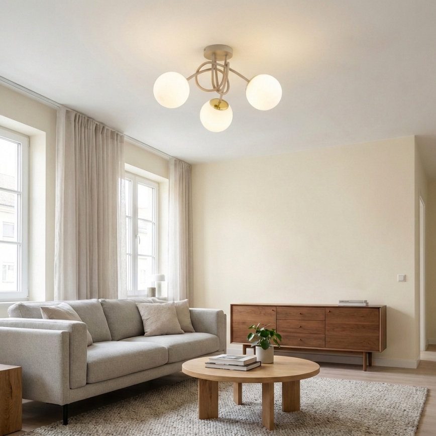 Brilagi - pritrjen stropni lestenec 3xE27/60W/230V bež/zlata