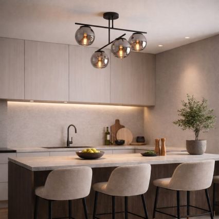 BRILAGI - Pritrjen stropni lestenec DIOR 4xE27/60W/230V črna/dimna siva