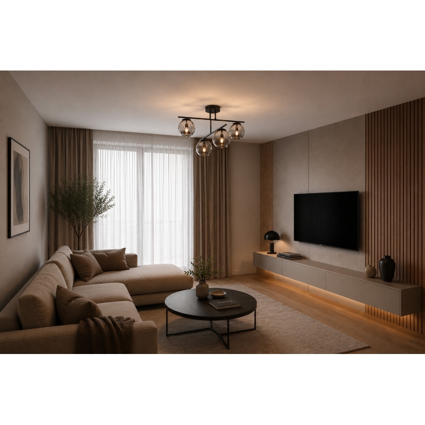 BRILAGI - Pritrjen stropni lestenec DIOR 4xE27/60W/230V črna/dimna siva