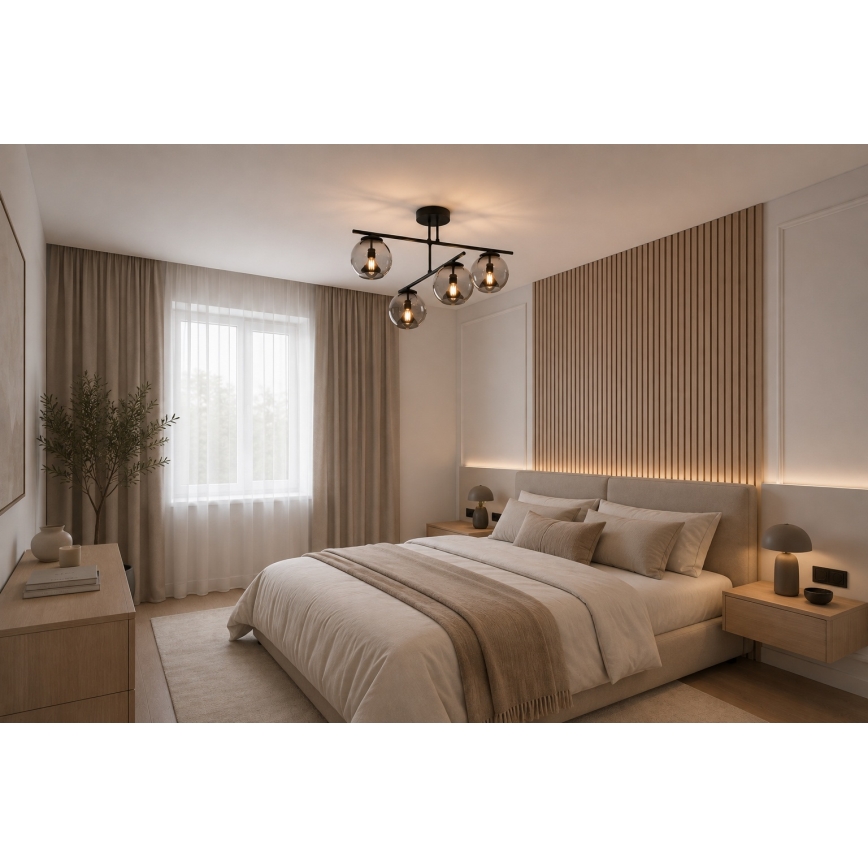 BRILAGI - Pritrjen stropni lestenec DIOR 4xE27/60W/230V črna/dimna siva