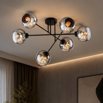 Brilagi - Pritrjen stropni lestenec DIOR 6xE27/60W/230V črna/dimna siva