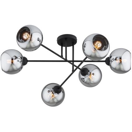 Brilagi - Pritrjen stropni lestenec DIOR 6xE27/60W/230V črna/dimna siva