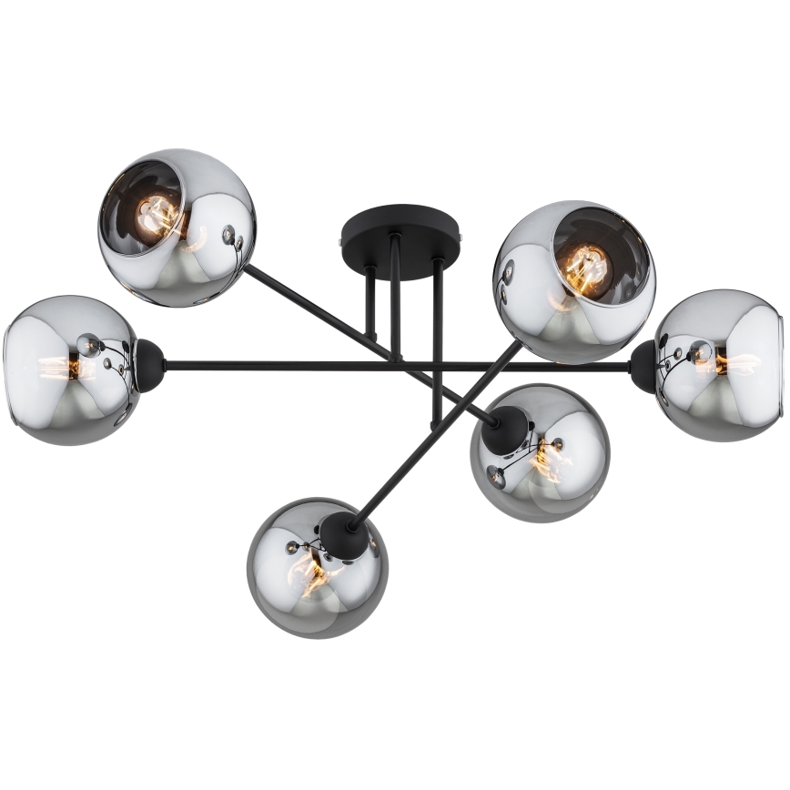Brilagi - Pritrjen stropni lestenec DIOR 6xE27/60W/230V črna/dimna siva