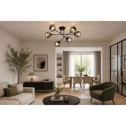 Brilagi - Pritrjen stropni lestenec DIOR 6xE27/60W/230V črna/dimna siva