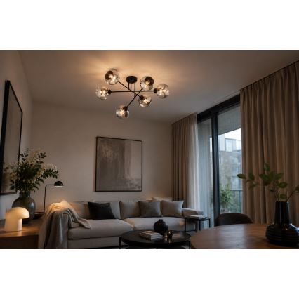 Brilagi - Pritrjen stropni lestenec DIOR 6xE27/60W/230V črna/dimna siva