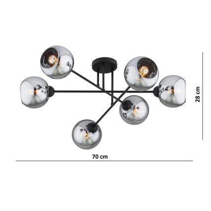 Brilagi - Pritrjen stropni lestenec DIOR 6xE27/60W/230V črna/dimna siva
