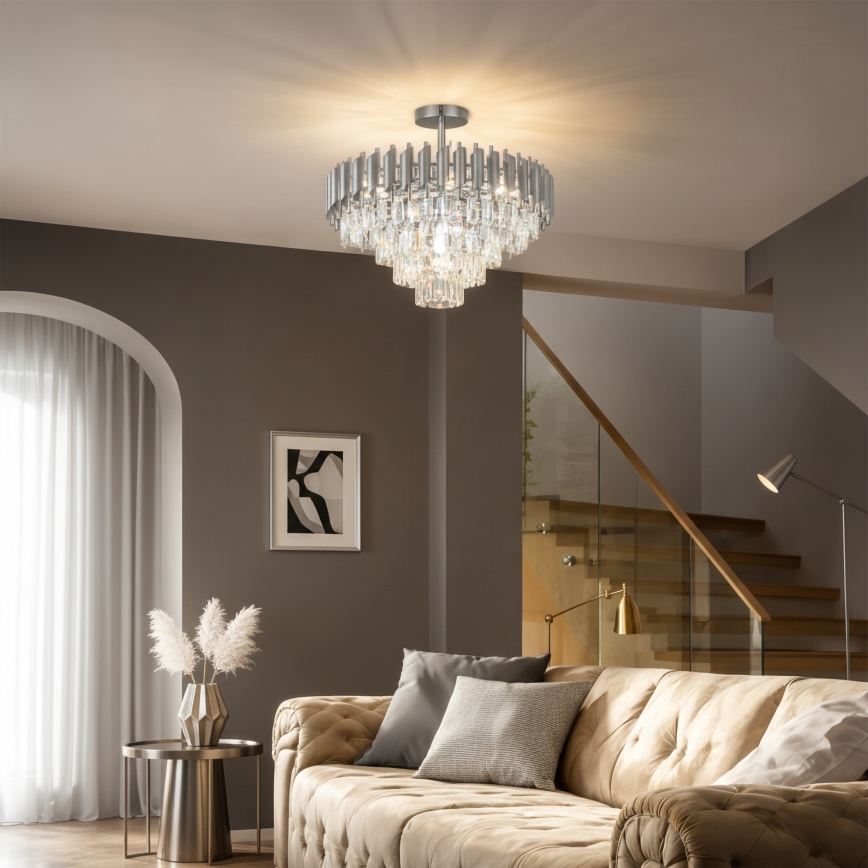 Brilagi - pritrjen stropni lestenec ECLIPSE 7xE14/10W/230V, premer 48 cm, srebrne barve