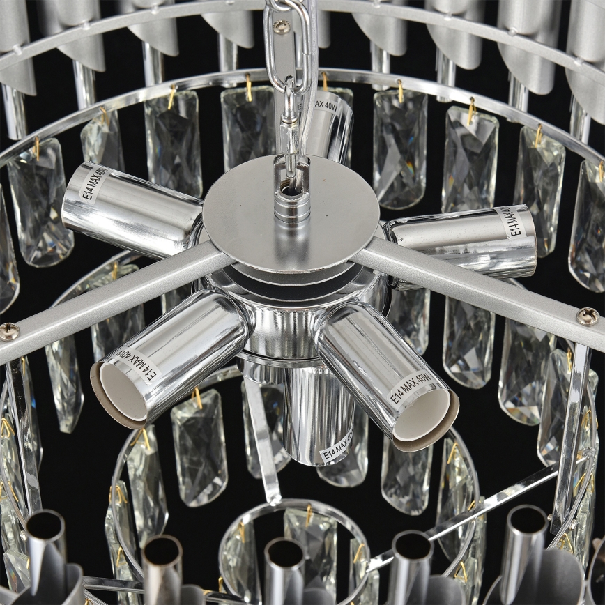 Brilagi - pritrjen stropni lestenec ECLIPSE 7xE14/10W/230V, premer 48 cm, srebrne barve