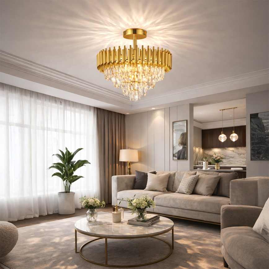 Brilagi - Pritrjen stropni lestenec ECLIPSE 7xE14/10W/230V, premer 48 cm, v zlati barvi