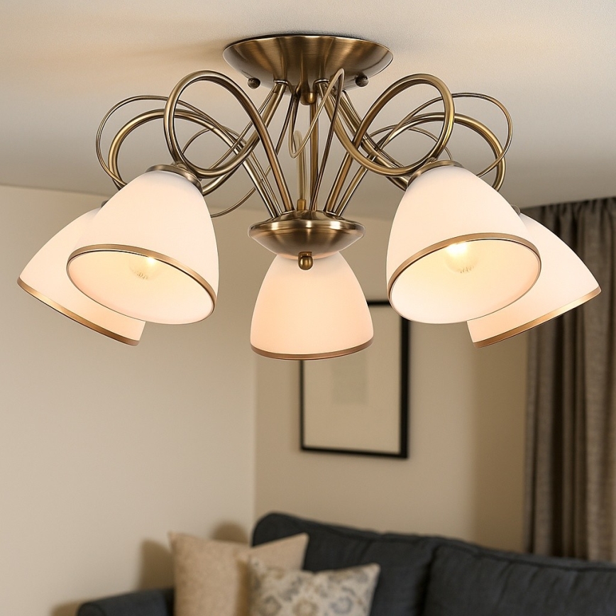 Brilagi - Pritrjen stropni lestenec FRED 5xE27/60W/230V premer 59 cm bronast