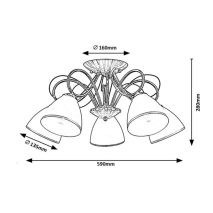 Brilagi - Pritrjen stropni lestenec FRED 5xE27/60W/230V premer 59 cm bronast