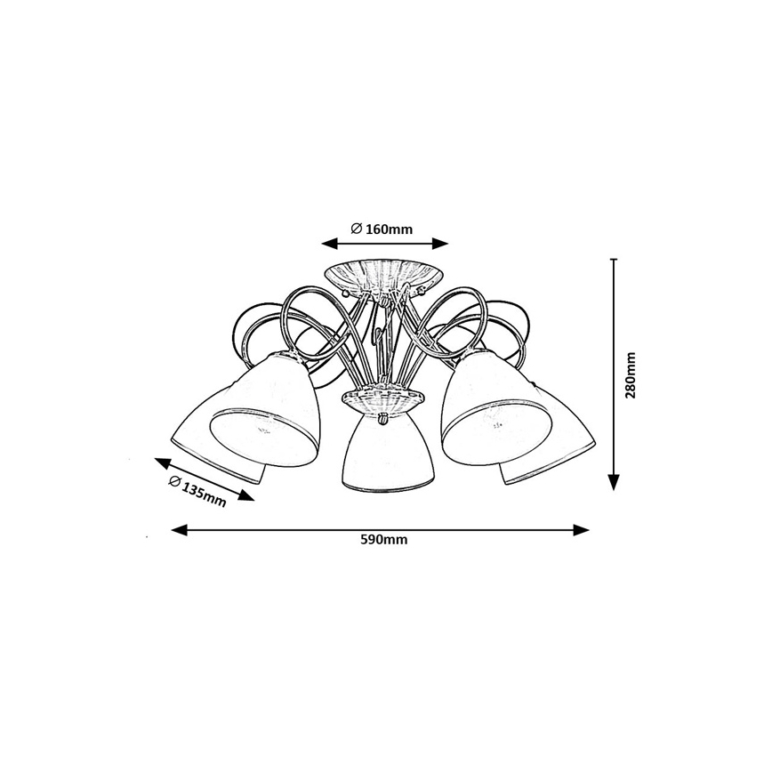 Brilagi - Pritrjen stropni lestenec FRED 5xE27/60W/230V premer 59 cm bronast