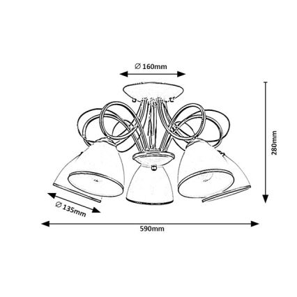 Brilagi - Pritrjen stropni lestenec FRED 5xE27/60W/230V, Ø 59 cm, v zlati barvi