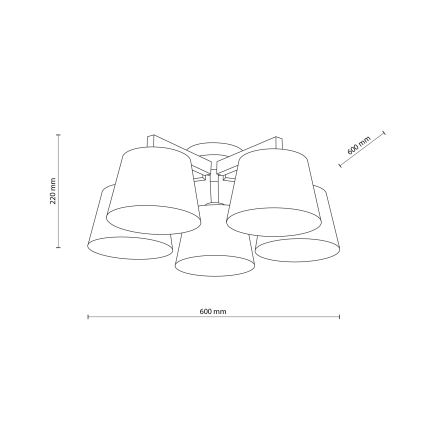 Brilagi - Pritrjen stropni lestenec LATTE 5xE27/15W/230V borovica/kremna