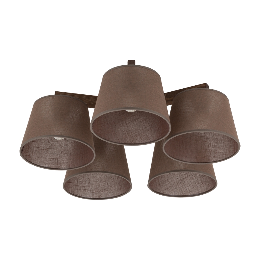 Brilagi - Pritrjen stropni lestenec LATTE 5xE27/15W/230V borovica/rjava