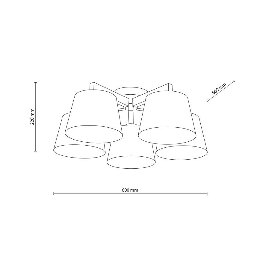 Brilagi - Pritrjen stropni lestenec LATTE 5xE27/15W/230V borovica/rjava