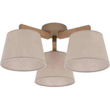 Brilagi - Pritrjen stropni lestenec LATTE SABIA 3xE27/60W/230V borovina/bež