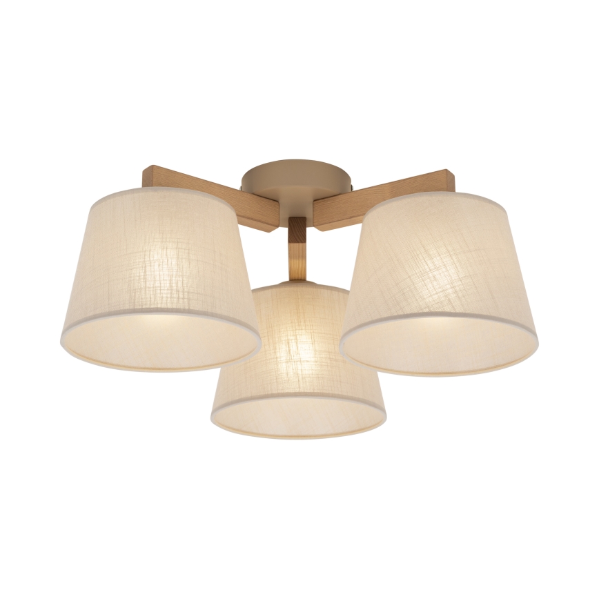 Brilagi - Pritrjen stropni lestenec LATTE SABIA 3xE27/60W/230V borovina/bež