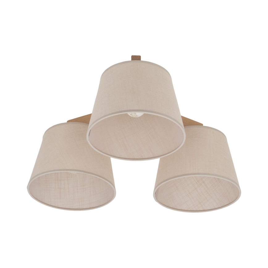 Brilagi - Pritrjen stropni lestenec LATTE SABIA 3xE27/60W/230V borovina/bež
